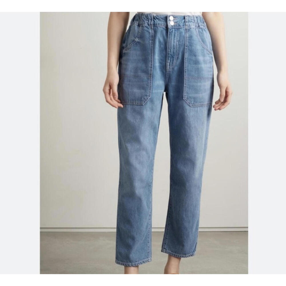VERONICA BEARD medium wash Arya straight leg elastic waist jeans sz 28